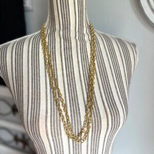 Vintage Two Strand Gold Tone Chain Necklace